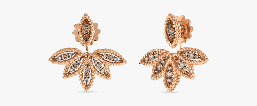Roberto Coin Brown Diamond Stud Earring With Fan Jackets - Transparent Background Earrings Png, Png Download