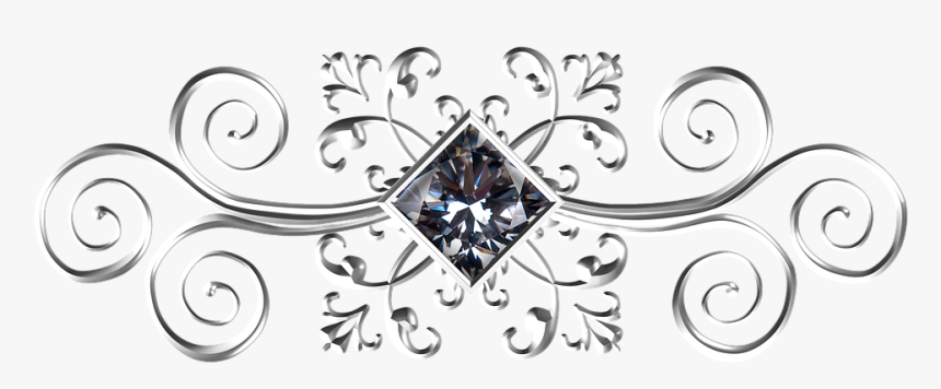 Silver, Square, Gem, Ornament, White, White-metal, - Golden Ornament Png, Transparent Png