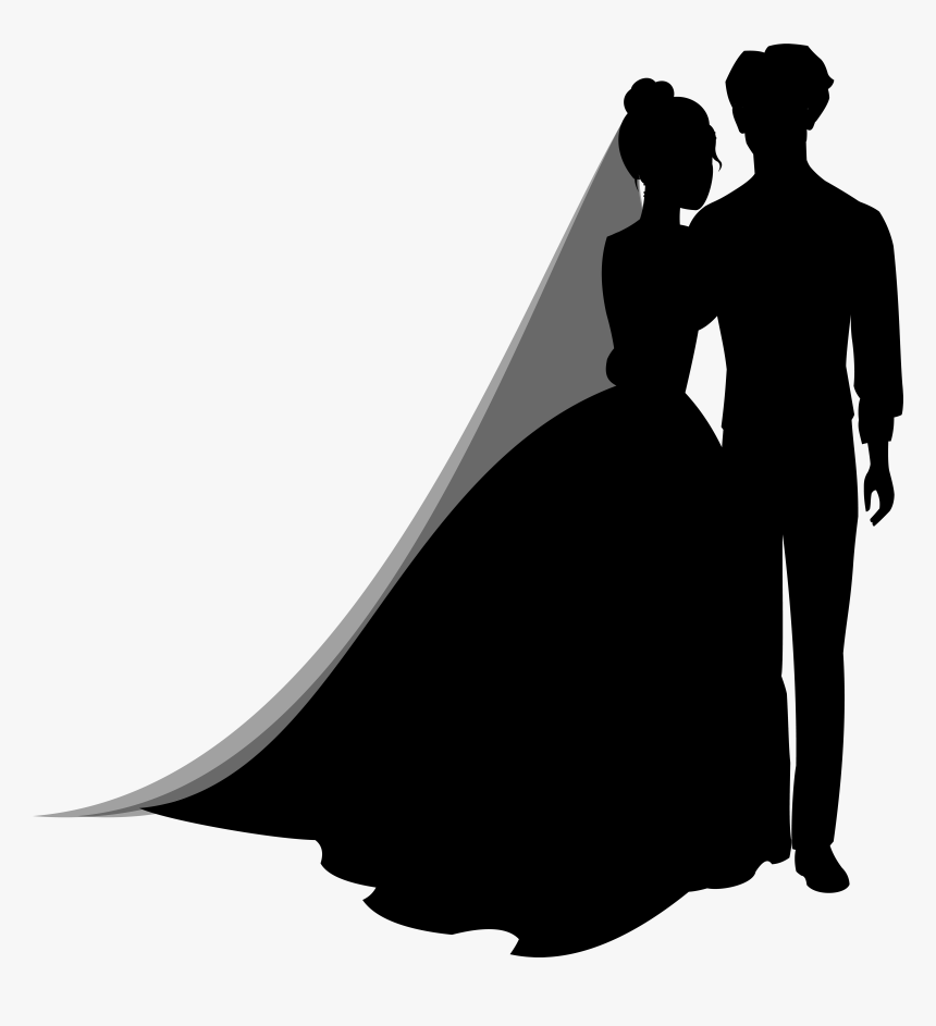 Wedding Couple Silhouettes Png Clip Art - Vector Wedding Siluet Png, Transparent Png