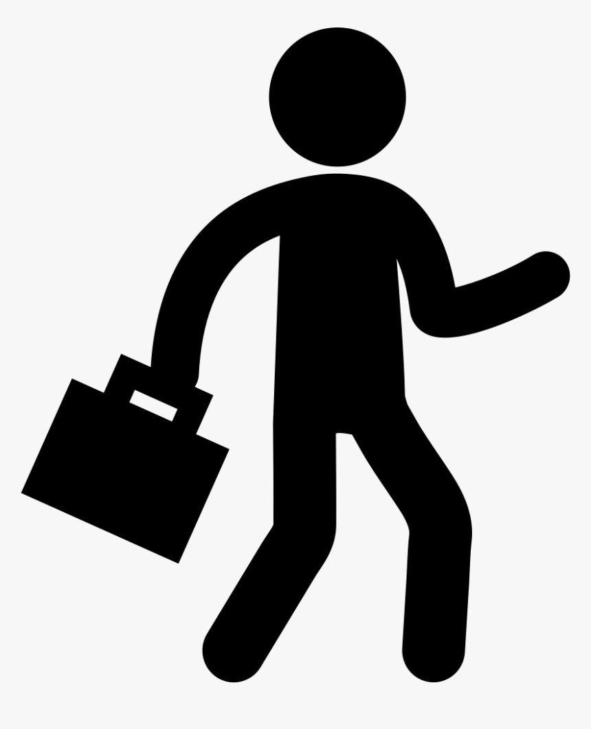 Businessman Silhouette Walking With Suitcase - Walking With Briefcase Icon, HD Png Download