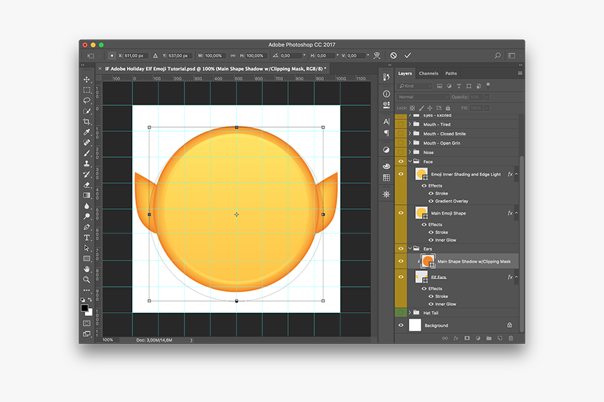 A Clipping Mask On The Elf Ears Layer Lets Me Use A - Circle, HD Png Download