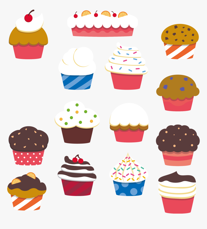 Transparent Bakery Cake Clipart - Cute Cupcakes Pic Cartoon, HD Png Download