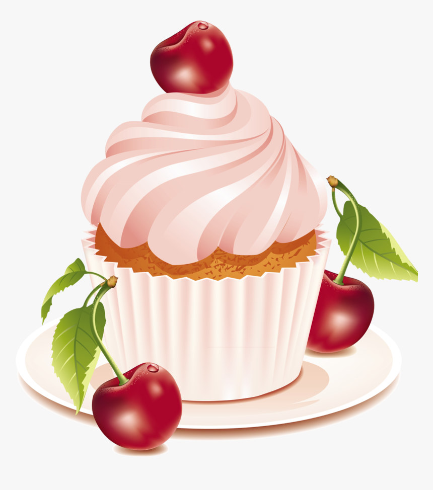 Vector Cupcakes Cherry Top - Cakes Vector, HD Png Download