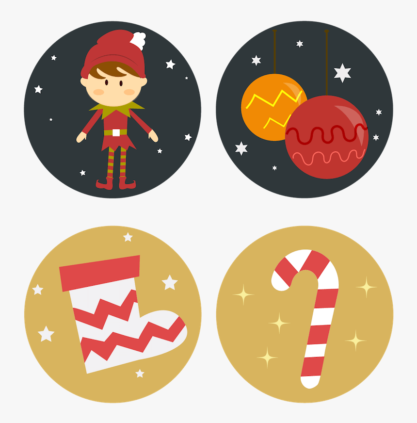 A Christmas Elf, Tree Ornaments, Stocking And A Yummy - Icon Christmas Cartoon Png, Transparent Png