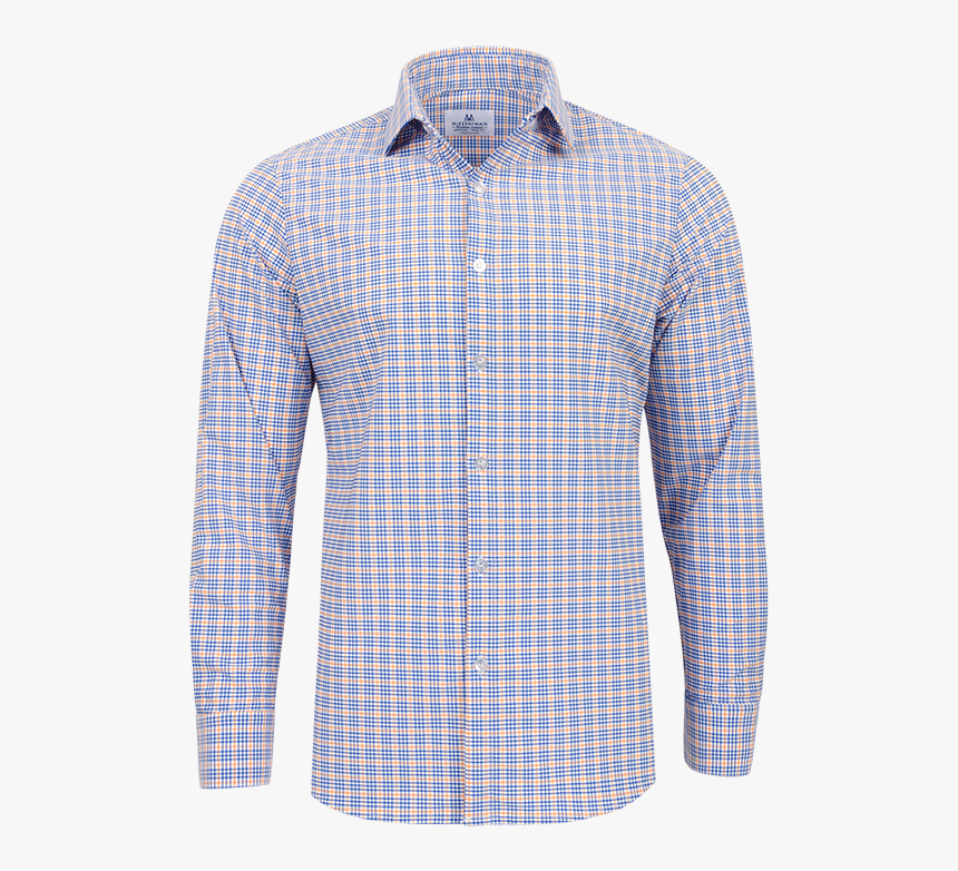 Mizzen Main Charleston Orange/cobalt Crosshatch Button - Long-sleeved T-shirt, HD Png Download
