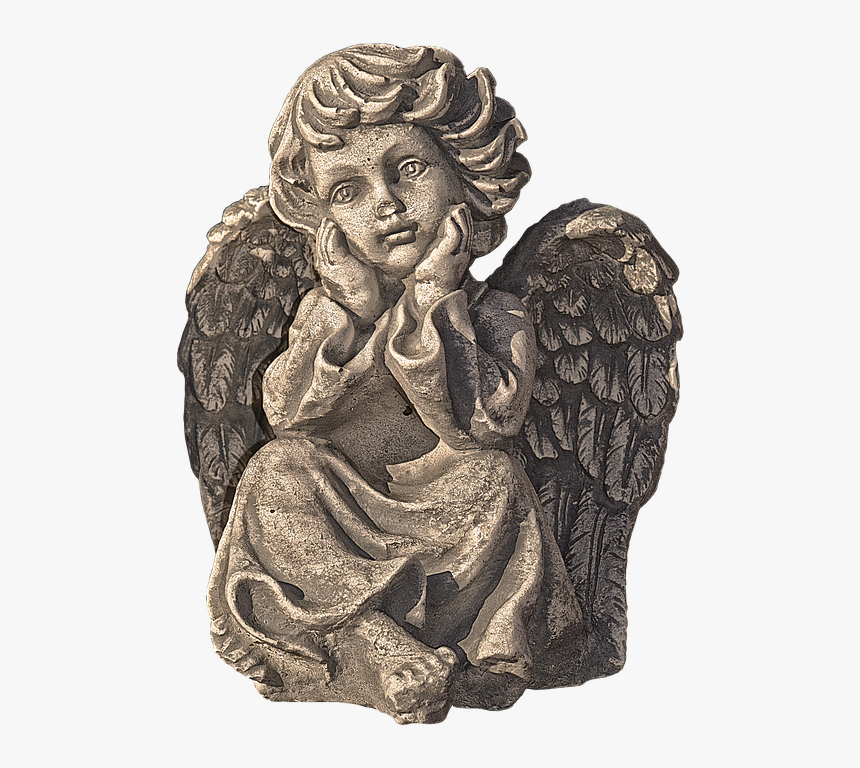 Figure, Angel, Wing, Cherub, Sitting, Kids, Ceramic - Carving, HD Png Download