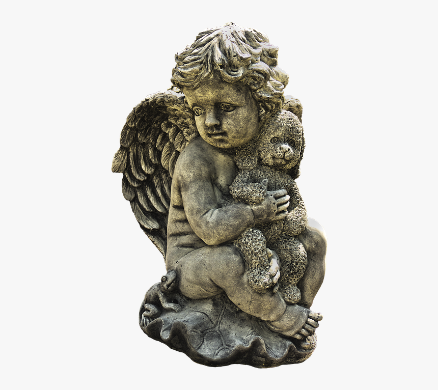 Figure, Angel, Cherub, Sitting, Kids, Teddy Bear, Wing - Statue, HD Png Download