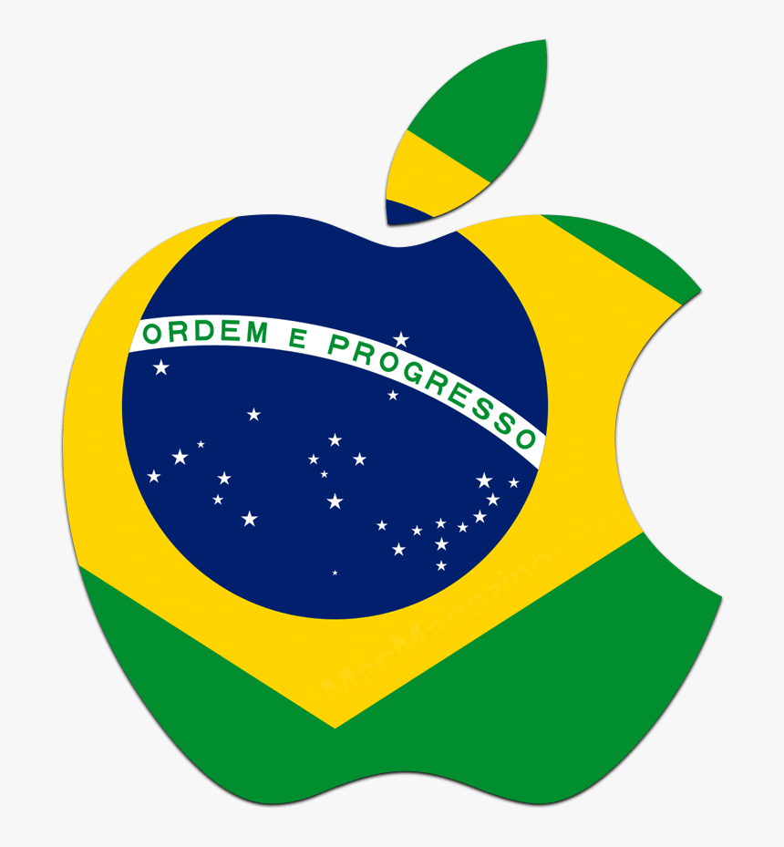 Logo Da Apple Com A Bandeira Do Brasil - Brazil Flag, HD Png Download