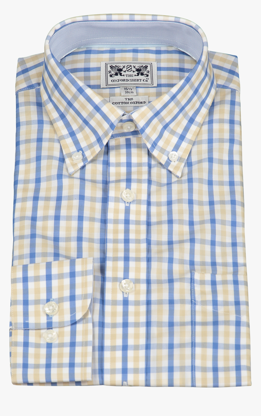 Button Down Shirt In Gold And Blue Check - Minot's Ledge Light, HD Png Download