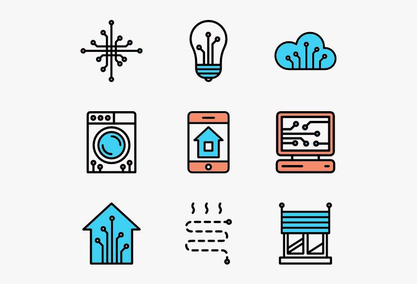 Linear Smart Home Elements - Smart Home Icons Png, Transparent Png