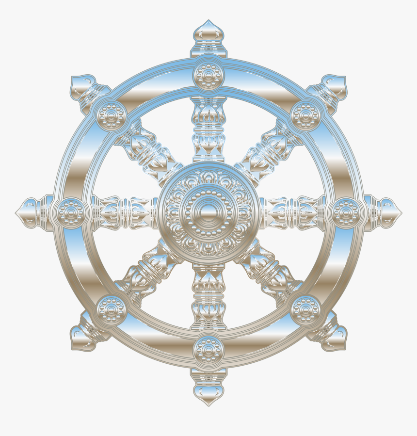 Environment Mapped Chrome Ornate Dharma Wheel Clip - Wheel Buddha 24 Thing Circle, HD Png Download
