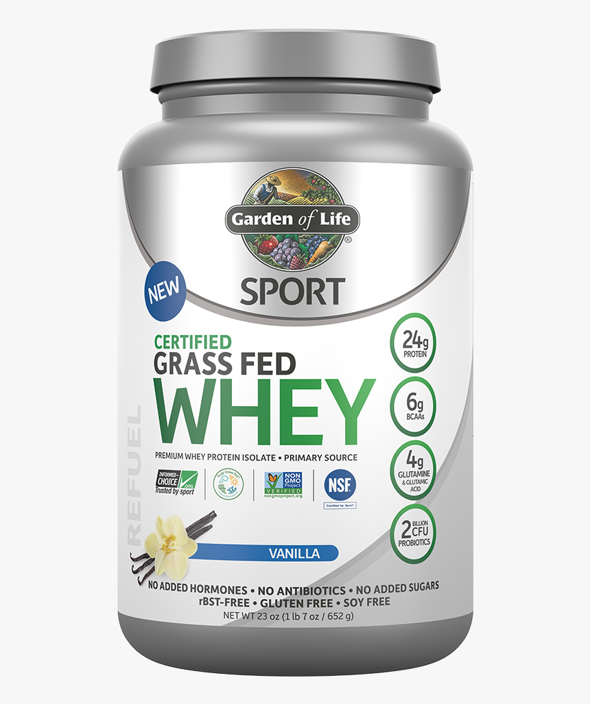 Sport Certified Grass Fed Whey Vanilla - Garden Of Life Grass Fed Whey, HD Png Download