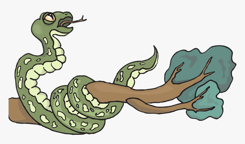 Snake, Tree, Branch, Leaves, Reptile, Hissing, Curled - Cara Menggambar Ular Di Pohon, HD Png Download