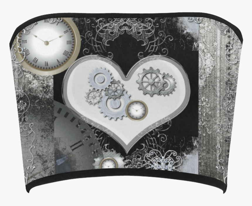 Steampunk, Heart, Clocks And Gears Bandeau Top - Heart, HD Png Download