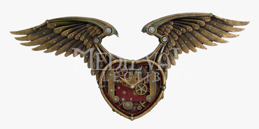 Steampunk Winged Heart Clock - Steampunk, HD Png Download