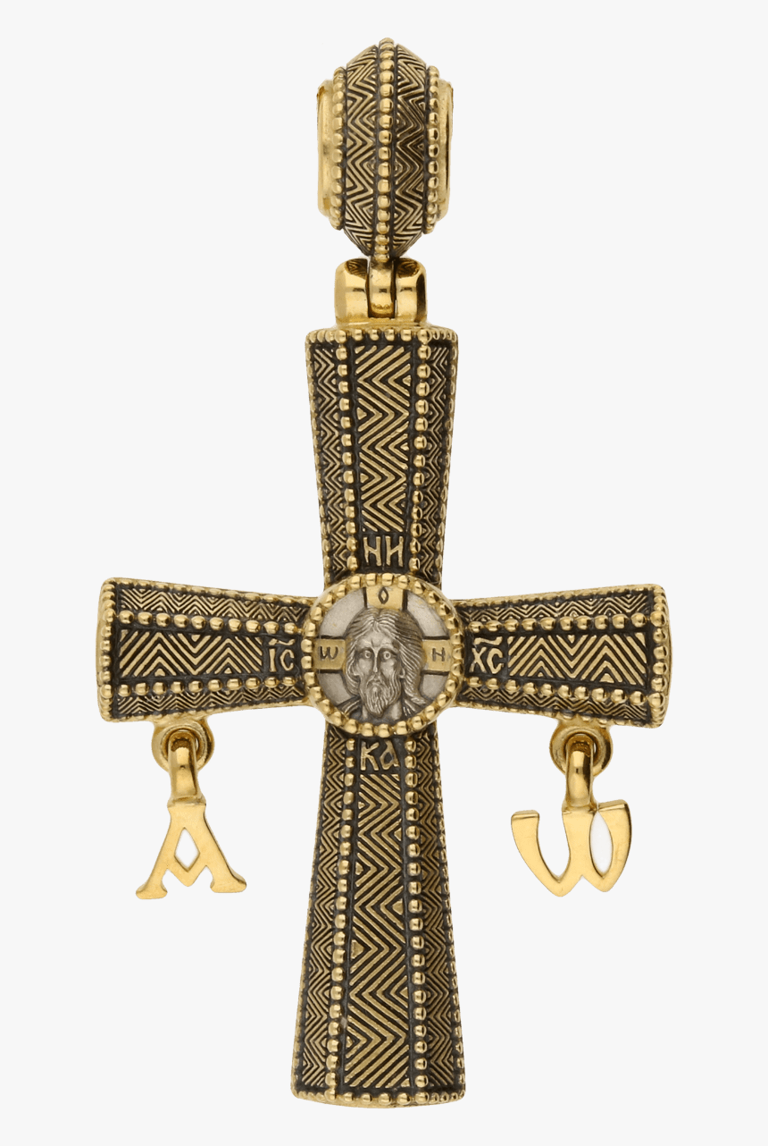 Russian Orthodox Silver Cross Pendant Holy Face Of - Cross With Alpha And Omega, HD Png Download
