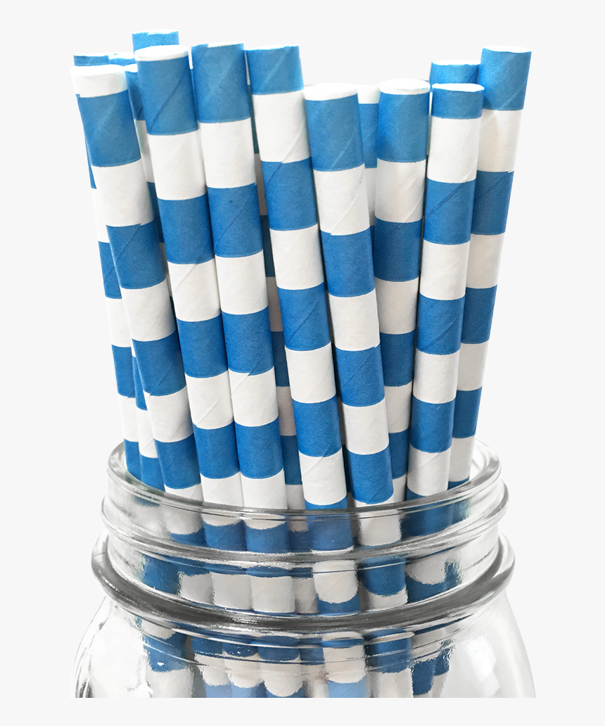 Blue Rugby Striped 25pc Paper Straws - Drinking Straw, HD Png Download