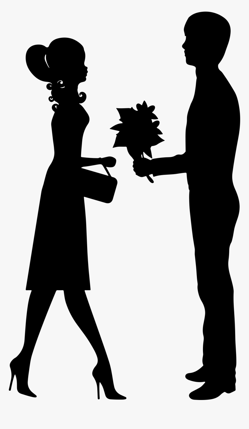 Romantic Young Couple Silhouette Clip Arts - Couple Clipart, HD Png Download