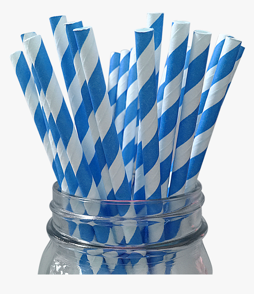 Transparent Straws Png Blue Striped Paper Straw, Png Download