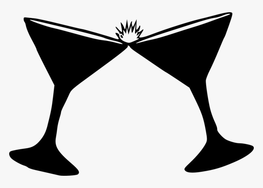 Glasses, Wine, Champagne, Martini, Toasting, Silhouette - Alcohol Clipart, HD Png Download