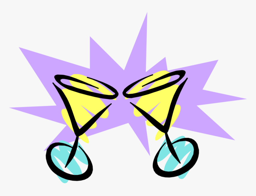 Vector Illustration Of Champagne Glasses Toast In Celebration, HD Png Download