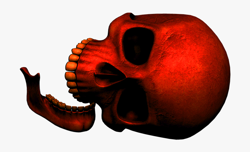 Skull, Red, Death, Gothic, Dark, Day Of The Dead - Transparent Red Skull Png, Png Download