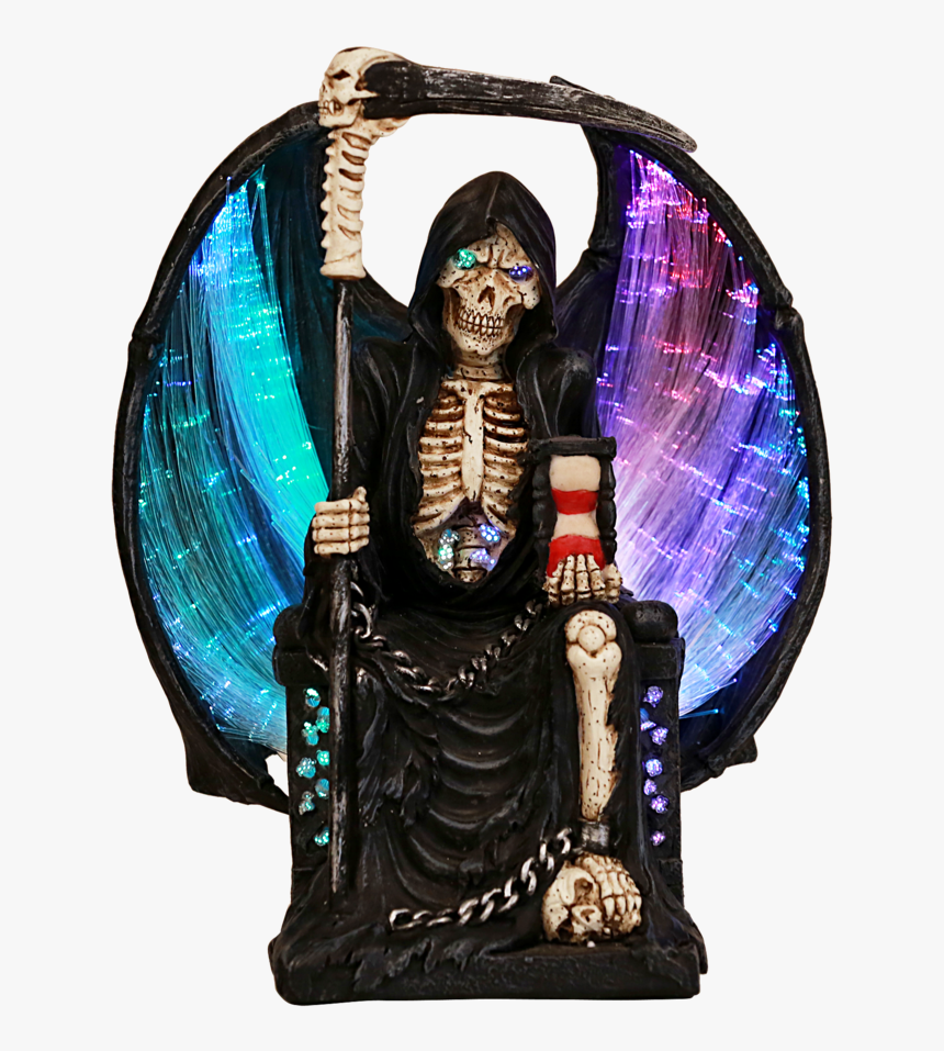 Grim Reaper Skull Throne Fiber Optic Gothic Myth Fantasy - Sculpture, HD Png Download