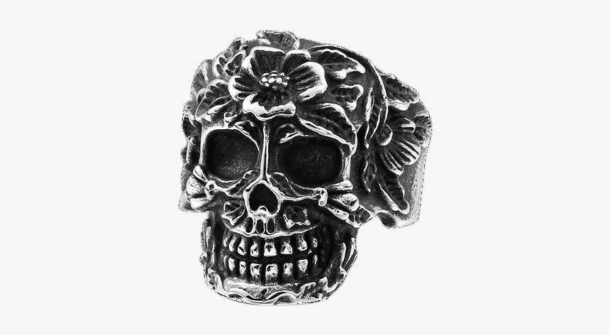 Gothic Badass Biker Skull Ring - Skull, HD Png Download