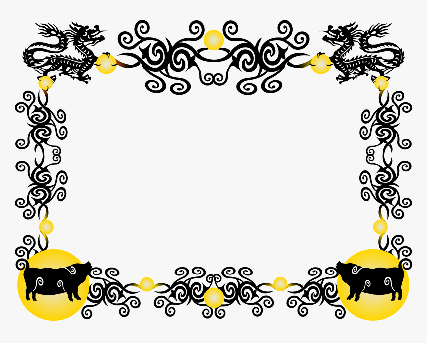 Chinese New Year Pig Borders Clipart - Chinese Dragon Border Design, HD Png Download