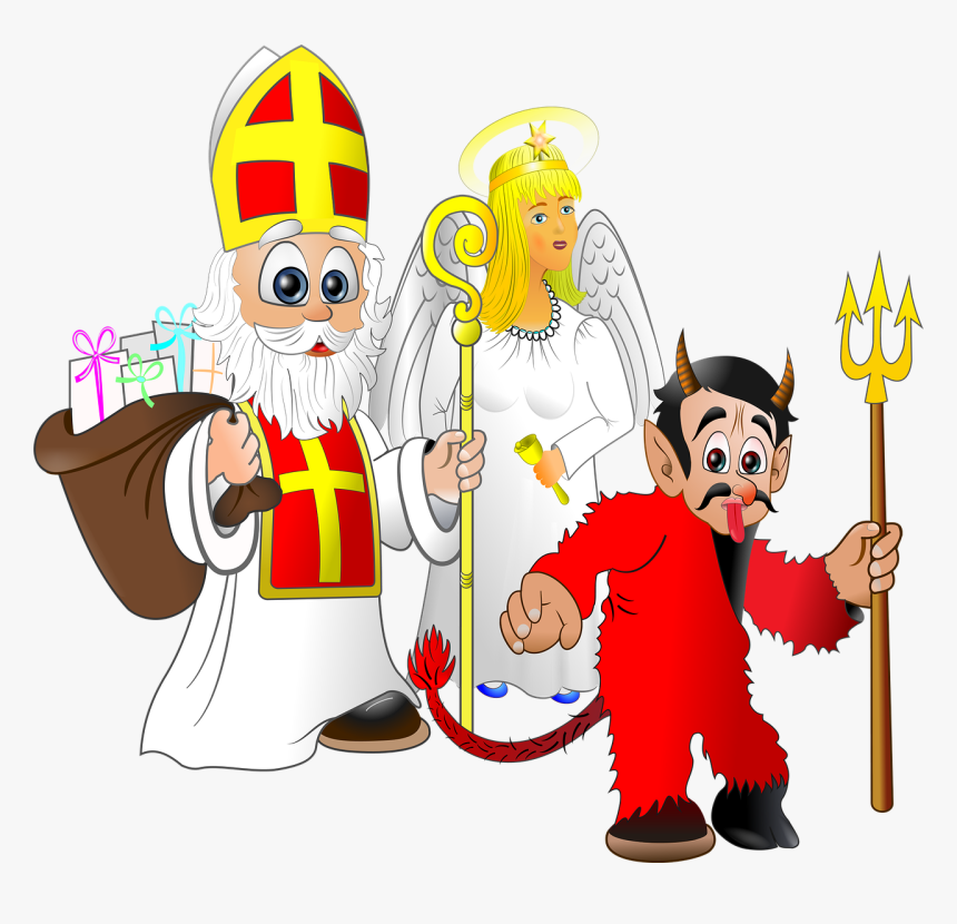 Transparent Angel Devil Png - Mikuláš Čert A Anděl, Png Download