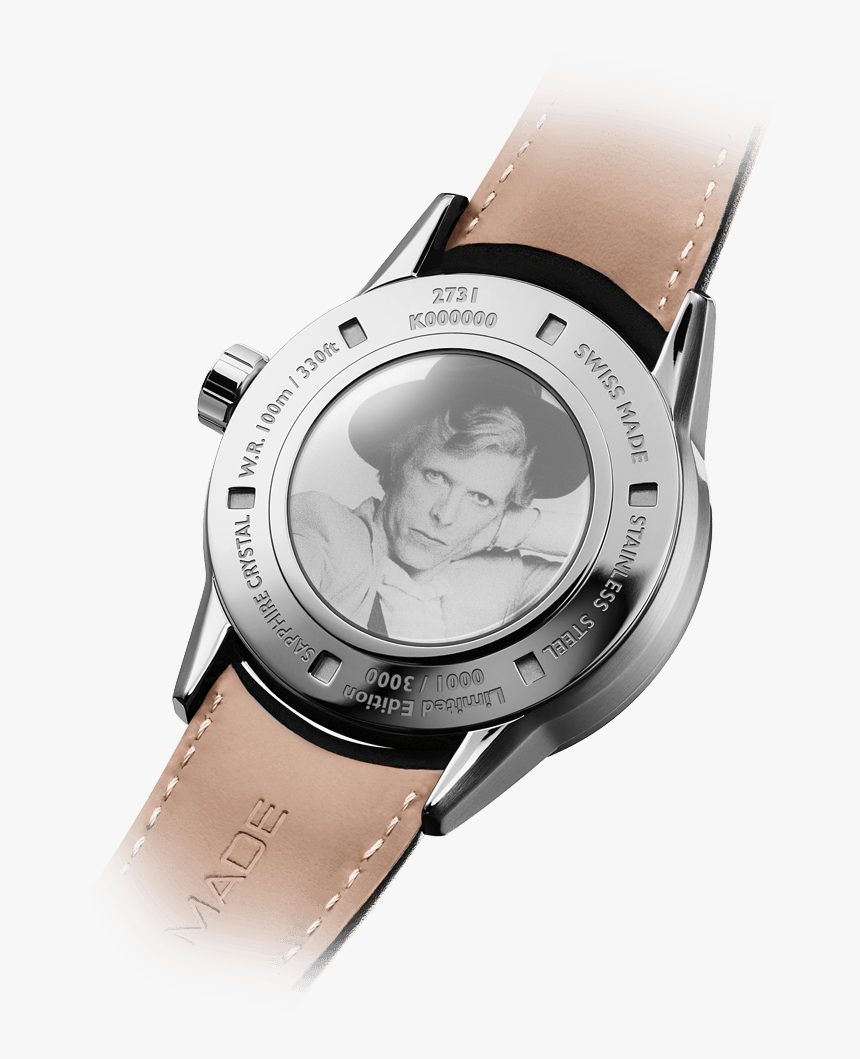 Back View Of The David Bowie Automatic Watch With Tan - Raymond Weil Buddy Holly Watch, HD Png Download