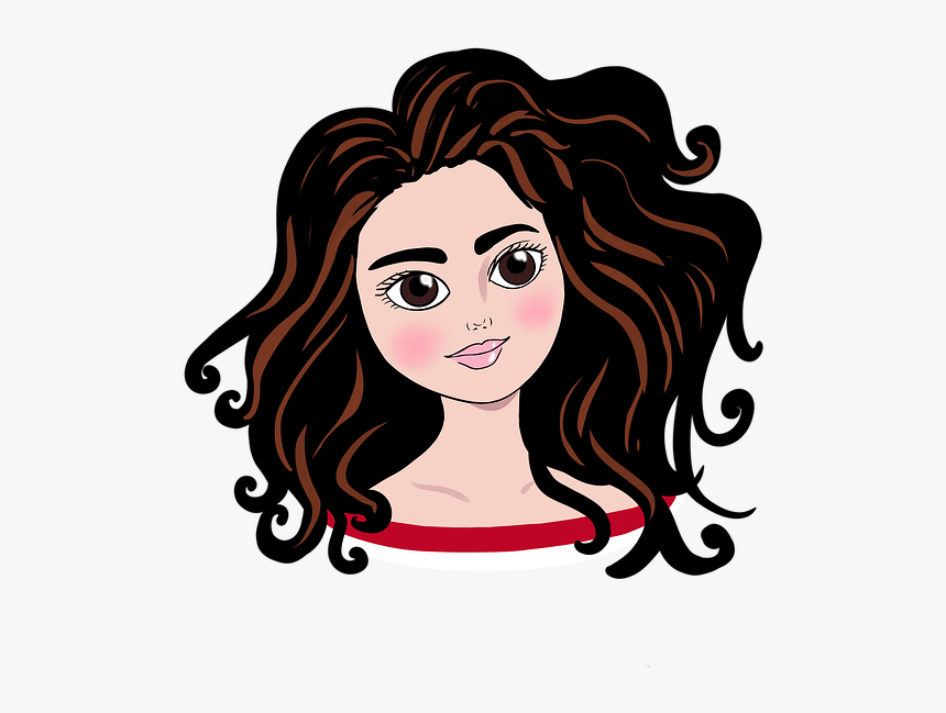 Brunette, Girl, Hair, Portrait, Female, Face, Woman - Illustration, HD Png Download