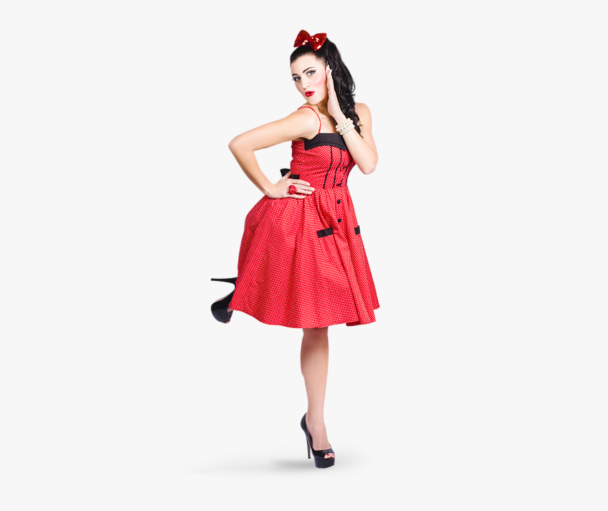 Pinned Up Girl Brunette Dress, HD Png Download