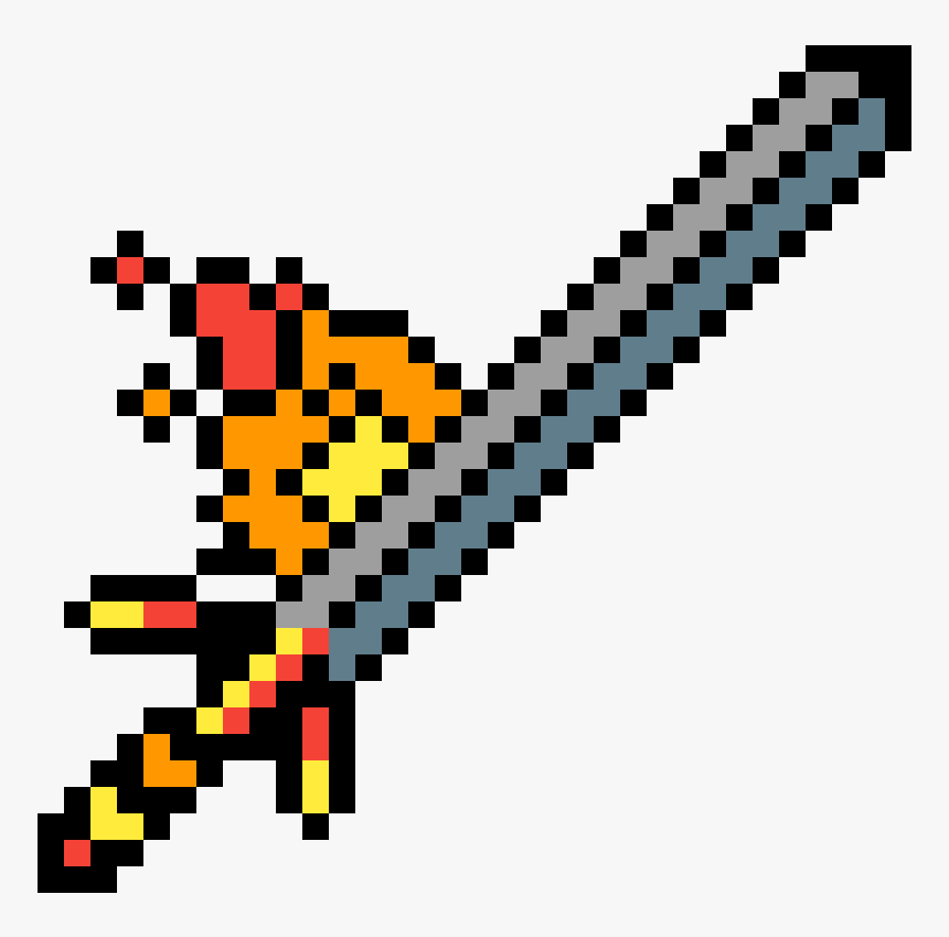 Fire Sword Pixel Art Clipart , Png Download - Sword On Fire Pixel Art, Transparent Png