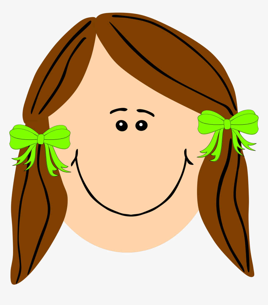 Girl With Brown Long - Face Girl Clip Art, HD Png Download