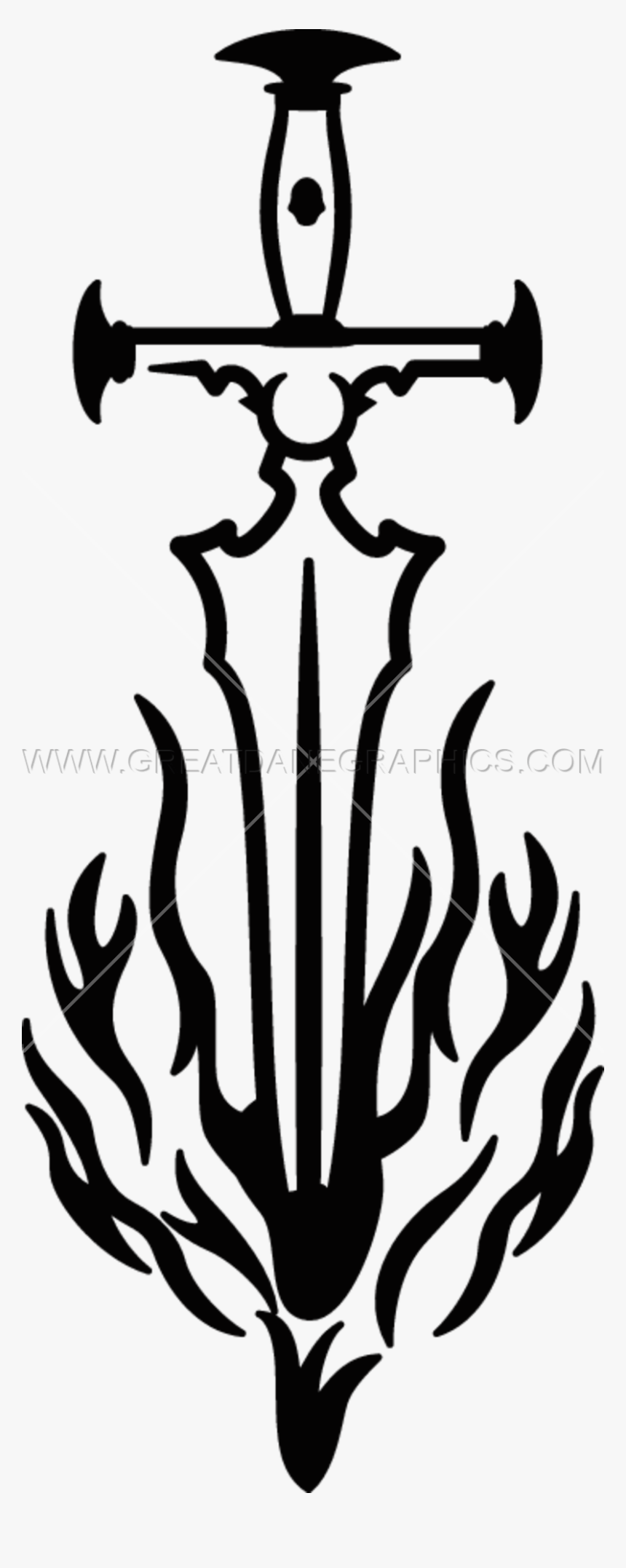 Fire Sword Black And White, HD Png Download