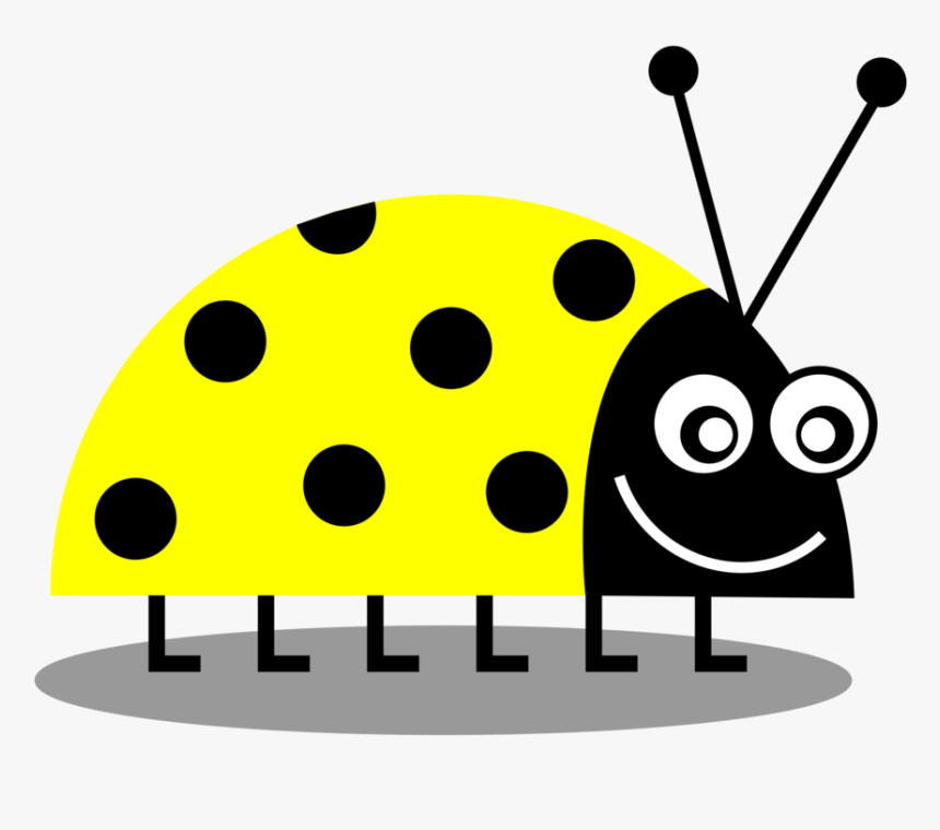 Animal, Grass, Ladybug, Ladybug Yellow - Yellow Lady Bug Drawing, HD Png Download
