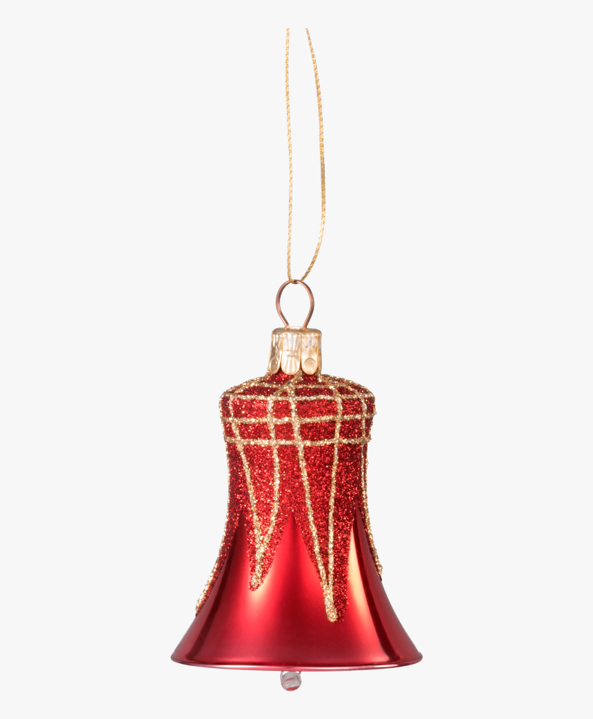 Glass Ornament Red Bell With Glitter Roof - Chain, HD Png Download