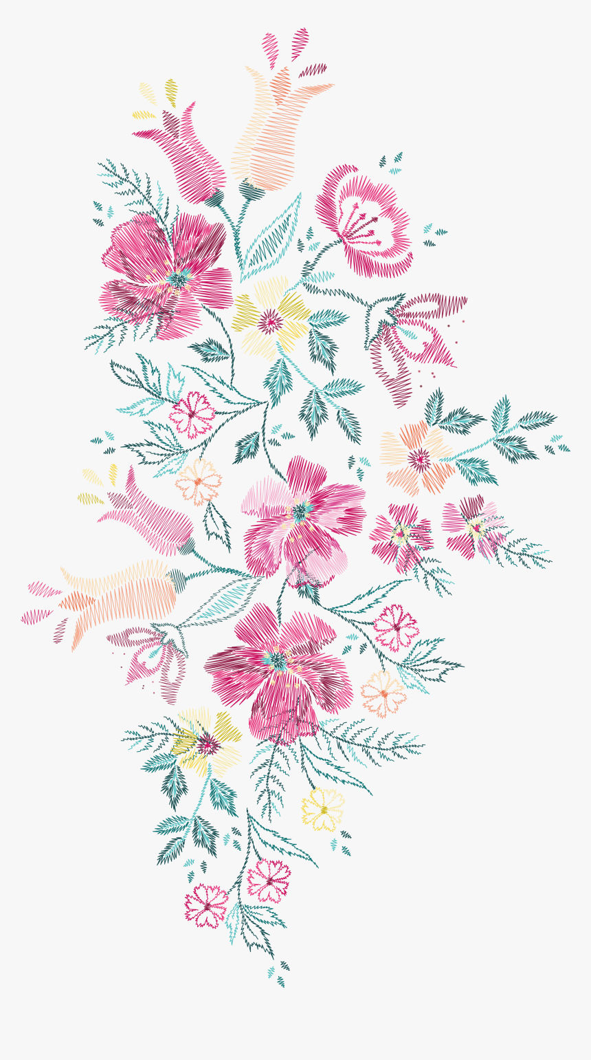 Flower Embroidery Euclidean Vector Floral Design - Embroidery With Transparent Background Png, Png Download