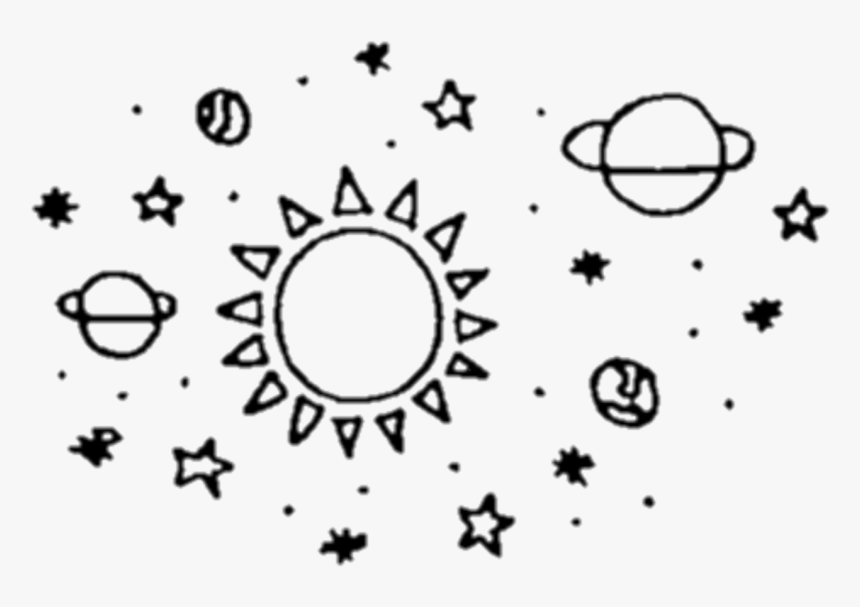 Sticker Space Black Tumblr Planets Stars Star Png Transparent - Moon And Stars Drawing, Png Download