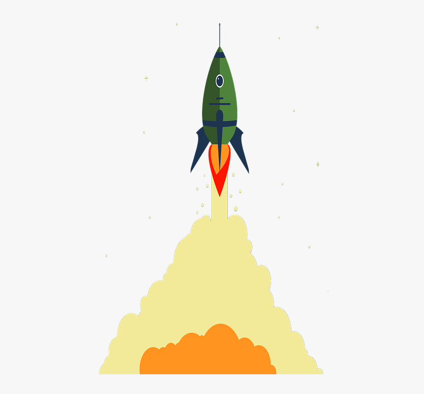 Rocket, Flat, Space, Start, Grow, Upgrade, Star, Cosmos - Rocket Flat, HD Png Download