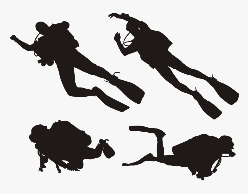Diver Silhouette Transparent Image - Divers Silhouette Free Vector, HD Png Download