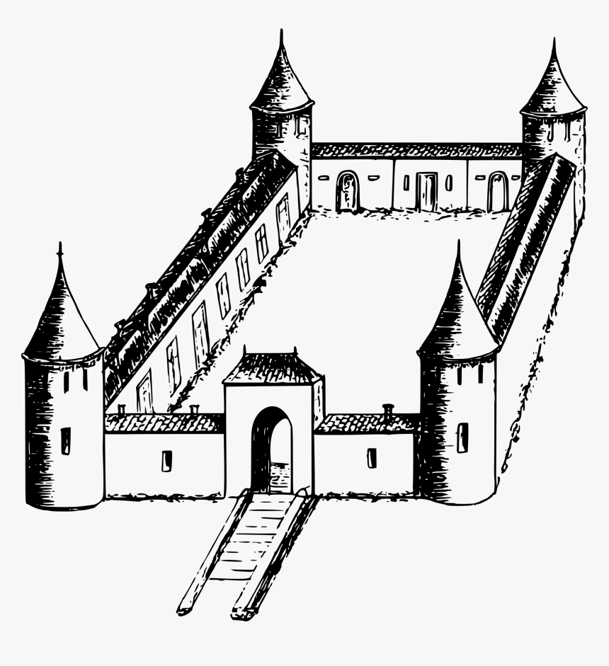 Building,line Art,art - Fort Black And White Clipart, HD Png Download