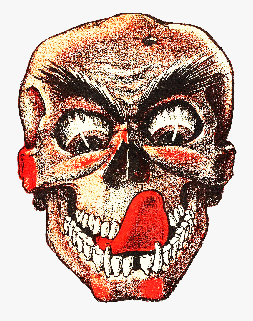 Source - Www - Wpclipart - Com - Report - Scary Skull - Vintage Paper Halloween Masks, HD Png Download