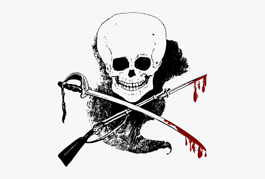Vector Illustration Of Scary Ghost With Skull Head - Sword With Blood Clipart, HD Png Download
