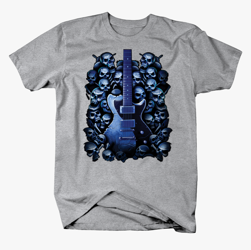 Blue And Black Guitar Scary Skull Heads Custom Tshirt - Nikola Tesla Quote T Shirt, HD Png Download
