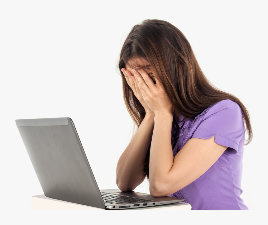 Sad Woman Png - Sad Girl On Laptop, Transparent Png