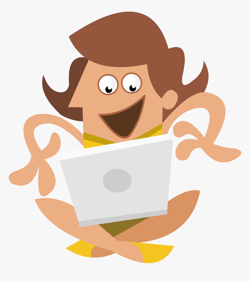 Laptop Clip Art Little Girl Vector - Desenho De Homem Deitado Com O Notebook, HD Png Download