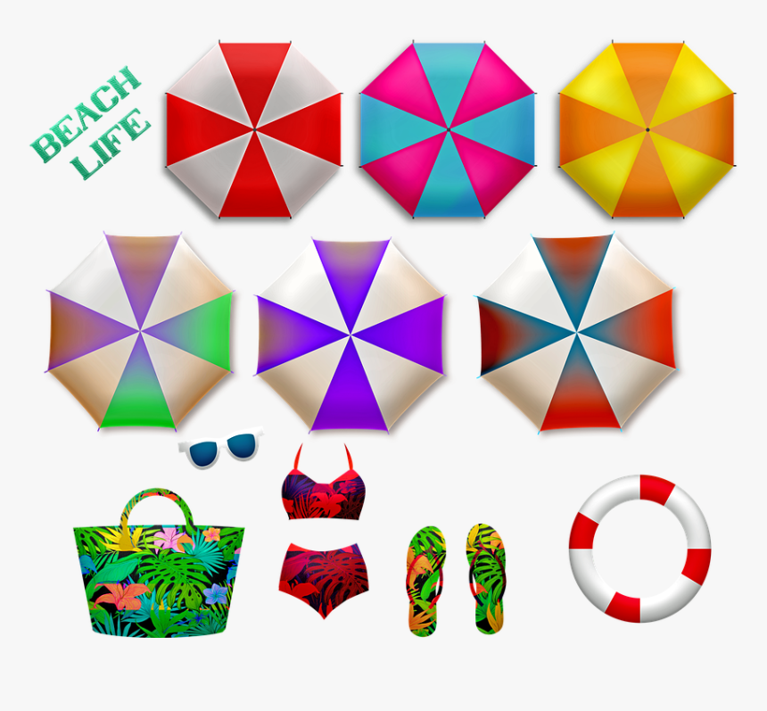 Summer Beach Umbrellas, Umbrella, Overhead Umbrella - Sombrilla De Playa Verano, HD Png Download