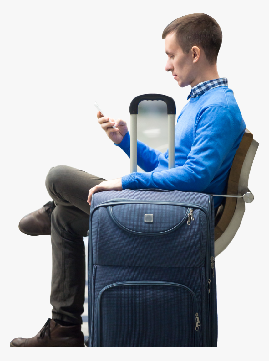 Executive Online Courses Cx - Man Waiting In Airport With Luggage, HD Png Download
